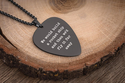 Custom Engraved Guitar Pick Necklace for Boyfriend or Girlfriend, Personalized Song Lyrics Gift for Musician or Music Lover Gift, KP.2/C.2