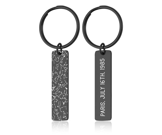 Custom Star Map By Date Keychain, Engraved Keyring, Personalized Anniversary Birthday Gift For Women Men Him Her Boyfriend Girlfriend, RP.2