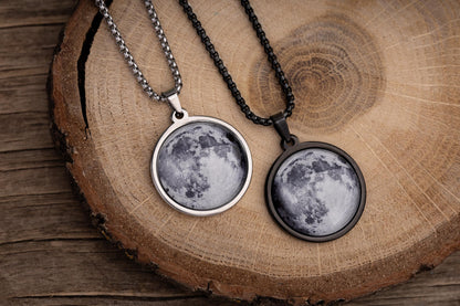Moon Phase Necklace for Men - Personalized Anniversary Gift for Him - Custom Moon Jewelry - Birthday Gift for Boyfriend - Husband Gift, RP.1