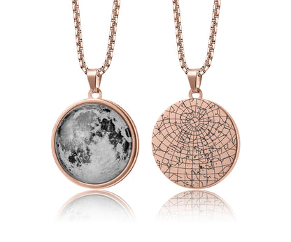 Custom Moon Phase And Star Map By Date Necklace For Him, Personalized Night Sky, Anniversary Gift For Men, Birthday Gift For Boyfriend, RP.1