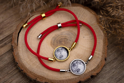Custom Birth Moon Phase Bracelet With Text On The Back, Custom Birthday Gift, Personalized Anniversary Jewelry For Girlfriend Boyfriend RP.1