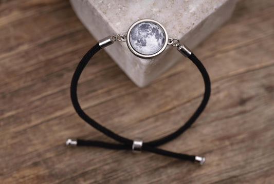 Custom Birth Moon Phase Bracelet With Text On The Back, Custom Birthday Gift, Personalized Anniversary Jewelry For Girlfriend Boyfriend RP.1