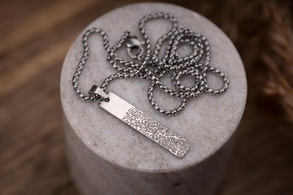 Bereavement Gift with Fingerprint and Handwriting, Personalized Memorial Necklace Keepsake Gift for Him or Her, Loss of Father or Mother C.2