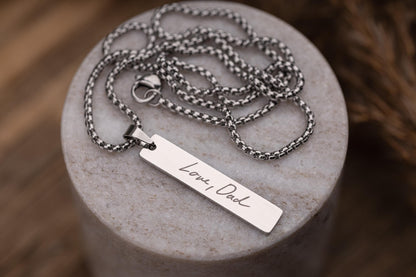 Bereavement Gift with Fingerprint and Handwriting, Personalized Memorial Necklace Keepsake Gift for Him or Her, Loss of Father or Mother C.2