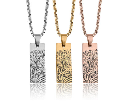 Memorial Necklace with Fingerprint, Funeral Keepsake Gift for Him, Grief Gift for Men, Loss of Mother, Father, Brother or Sister, KP.2/C.2