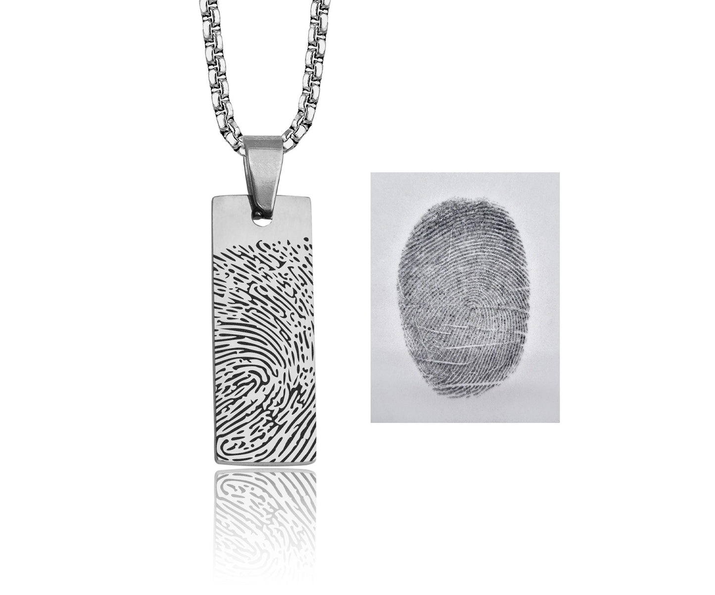 Memorial Fingerprint Necklace For Men, Personalized Remembrance Gift For Him, Loss Of Father, Mother, Dad, Mom, Thumbprint Keepsake, C.2