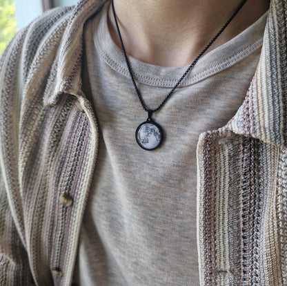 Personalized Gold Moon Necklace with Custom Text on Back Side, Birthday Gift for Girlfriend, Custom Anniversary Gift for Women / Her, RP.1