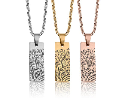 Memorial Fingerprint Necklace For Men, Personalized Remembrance Gift For Him, Loss Of Father, Mother, Dad, Mom, Thumbprint Keepsake, C.2