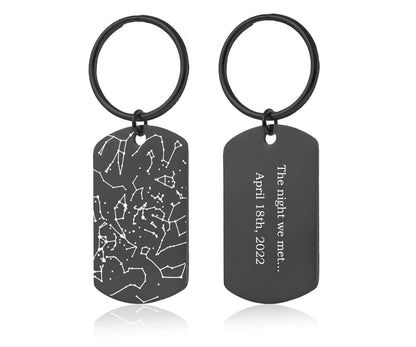 Personalized Star Map Keychain - Night Sky Keyring for Men, Custom Anniversary Gift, Boyfriend Birthday Present, Army Style Dog Tag, RP.2