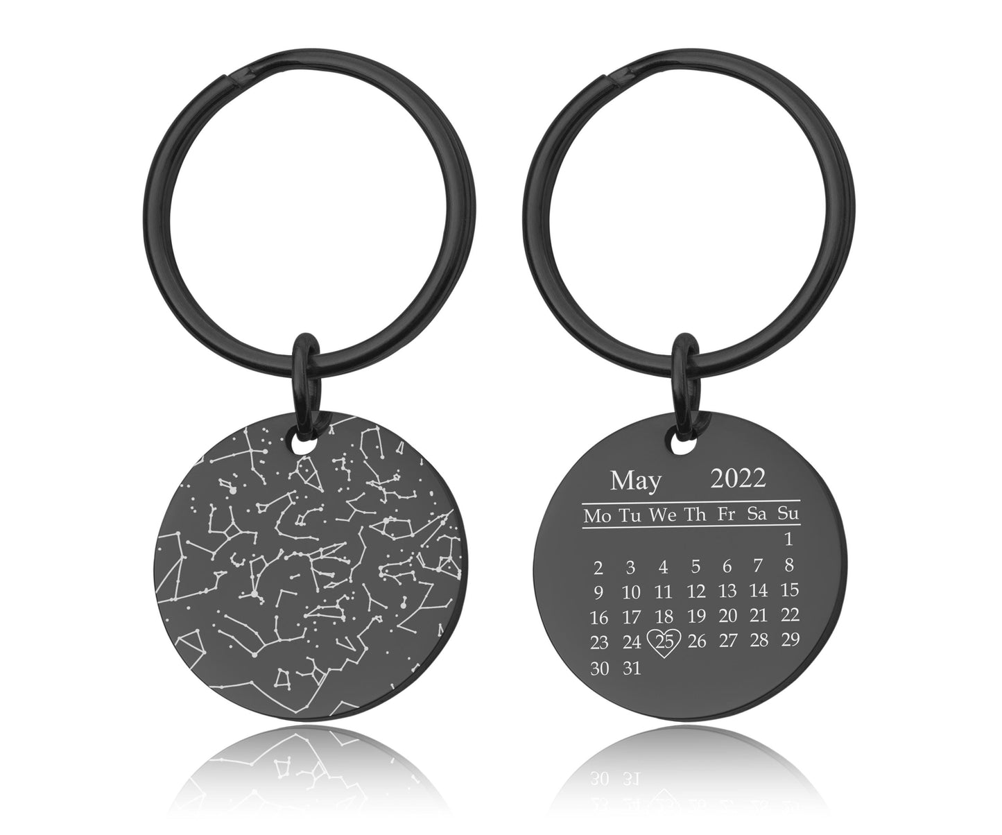 Unique Star Map By Date Keychain With Calendar, Night Sky Keyring, Personalized Star Chart Anniversary Gift For Him Men Boyfriend, C.2