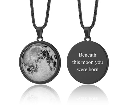 Custom Moon Necklace For Men, Moon Phase Jewelry, Personalized Anniversary Gift For Him, Birthday Gift For Dad, Father, Boyfriend Gift, RP.1