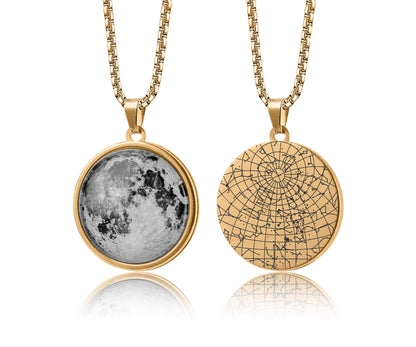 Personalized Moon Phase And Star Map By Date Necklace For Women, Custom Anniversary Gift For Her, Star Chart Girlfriend Birthday Gift, RP.1