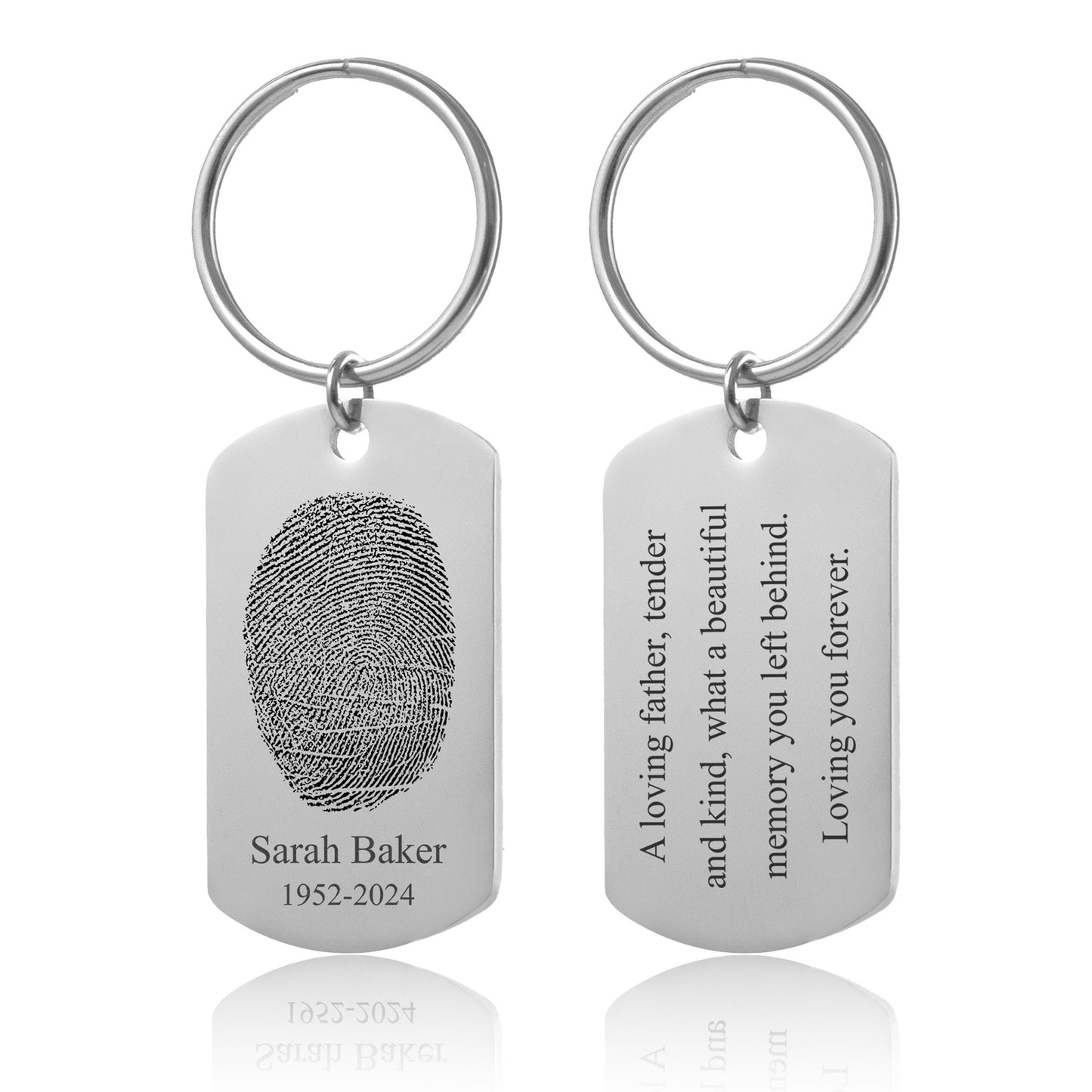 Memorial Fingerprint Keychain With Handwriting, Loss Of Father Dad Son Keepsake, Custom Sympathy Grief Gift, Personalized Keyring, C.2