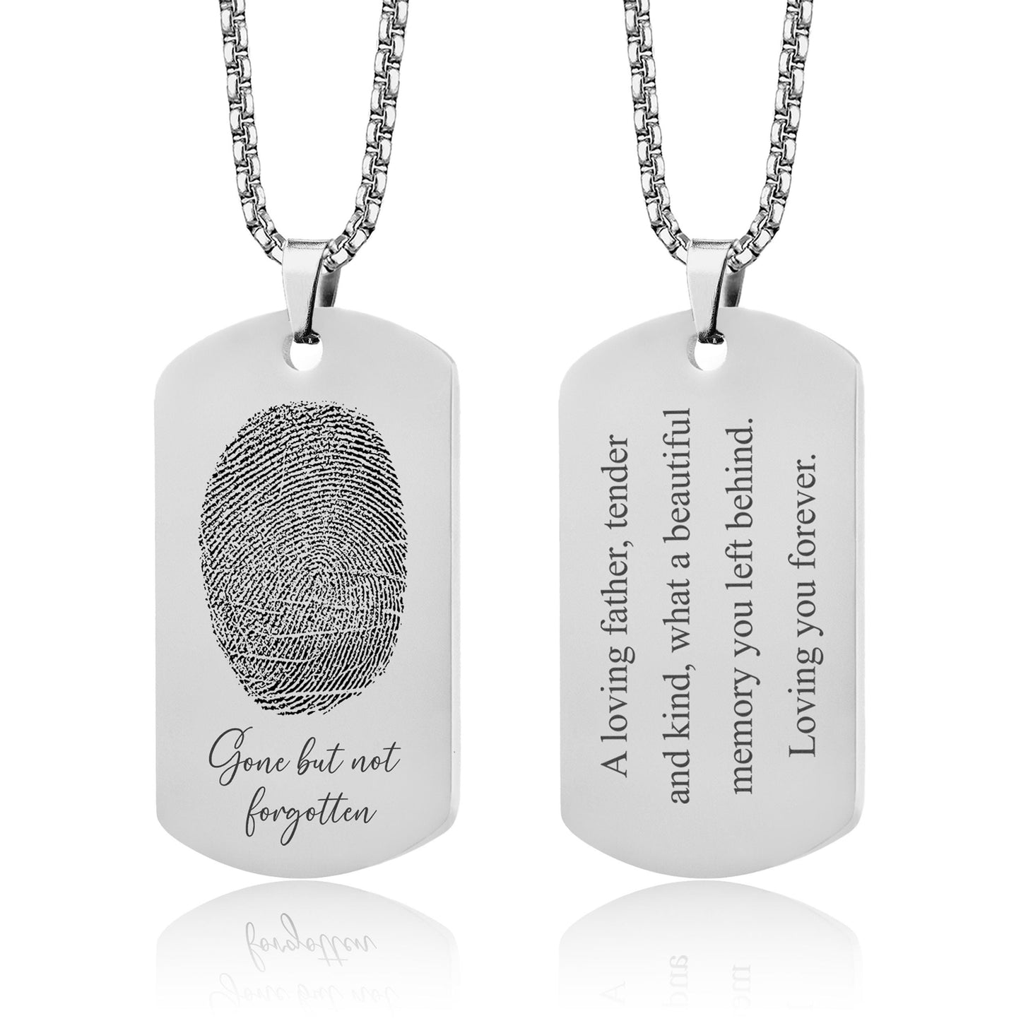 Memorial Necklace with Fingerprint and Handwriting, Personalized Keepsake for Men, Loss of Dad, Son, Pendant for Him, Custom Grief Gift, C.2