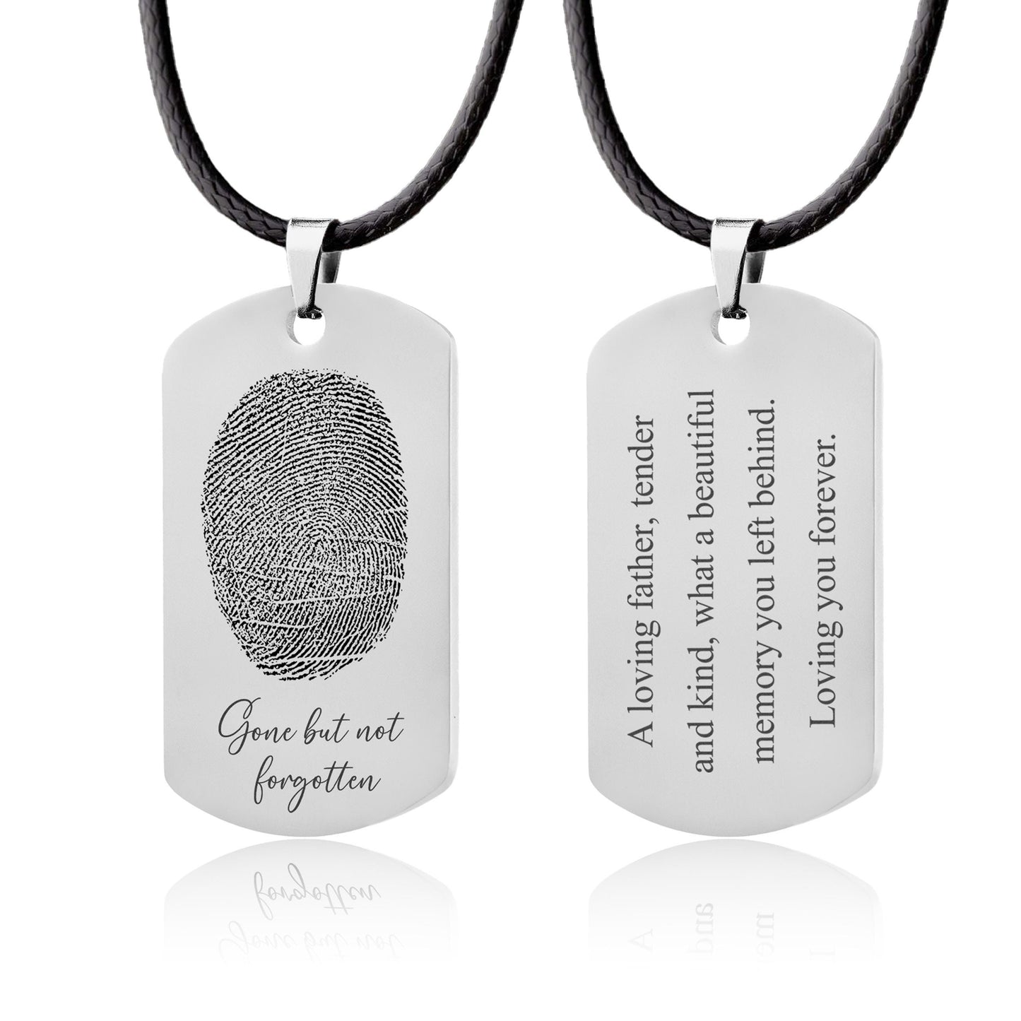 Actual Fingerprint and Handwriting Necklace, Army Pendant With Cord For Him, Custom Memorial Grief Gift For Men, Personalized Keepsake, C.2