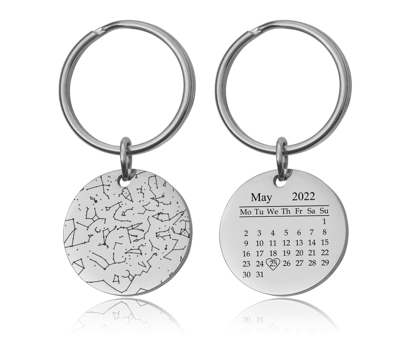 Unique Star Map By Date Keychain With Calendar, Night Sky Keyring, Personalized Star Chart Anniversary Gift For Him Men Boyfriend, C.2