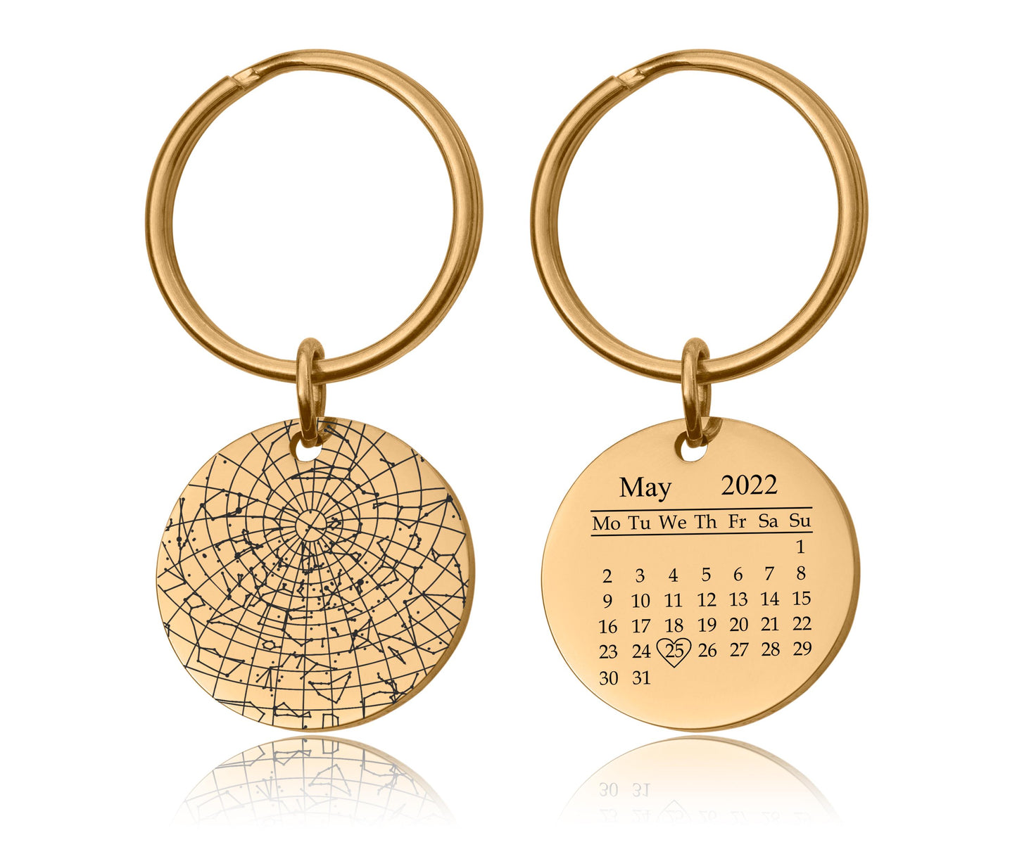 Unique Star Map By Date Keychain With Calendar, Night Sky Keyring, Personalized Star Chart Anniversary Gift For Him Men Boyfriend, C.2