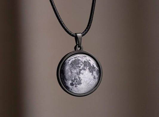 Moon Necklace for Him - Custom Pendant for Men with Moon Phase by Date, Personalized Jewelry Birthday or Anniversary Gift for Boyfriend RP.1