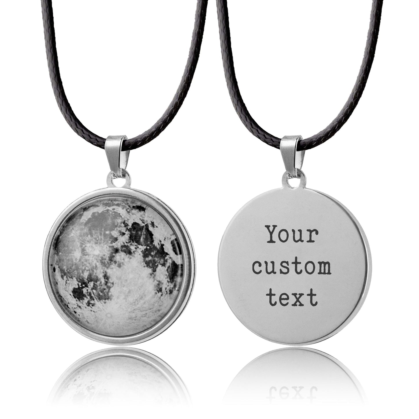 Moon Necklace for Him - Custom Pendant for Men with Moon Phase by Date, Personalized Jewelry Birthday or Anniversary Gift for Boyfriend RP.1