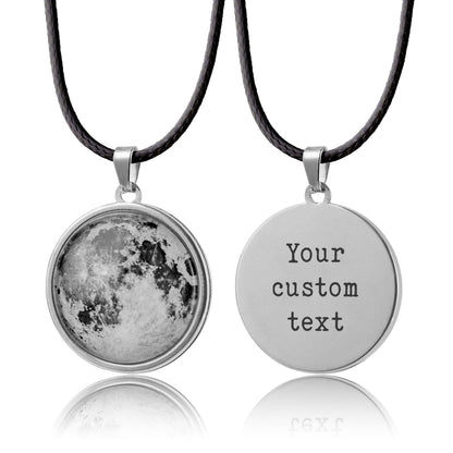 Moon Necklace for Him - Custom Pendant for Men with Moon Phase by Date, Personalized Jewelry Birthday or Anniversary Gift for Boyfriend RP.1