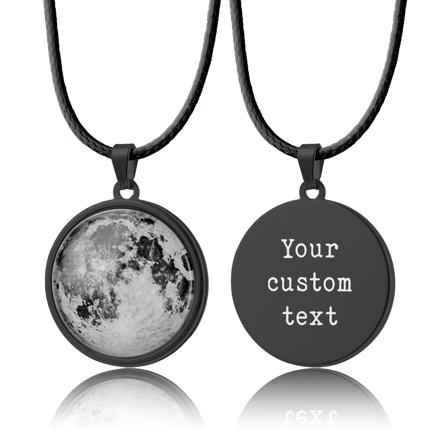 Moon Necklace for Him - Custom Pendant for Men with Moon Phase by Date, Personalized Jewelry Birthday or Anniversary Gift for Boyfriend RP.1
