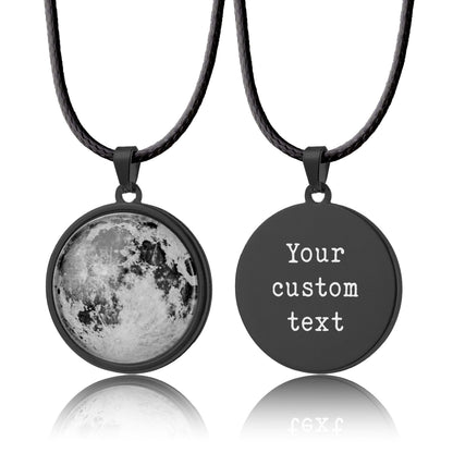 Moon Necklace for Him - Custom Pendant for Men with Moon Phase by Date, Personalized Jewelry Birthday or Anniversary Gift for Boyfriend RP.1