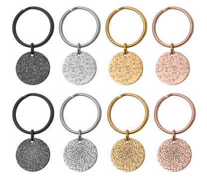 Unique Star Map By Date Keychain, Custom Engraved Night Sky Keyring, Personalized Star Chart Anniversary Birthday Gift For Him Men, RP.2