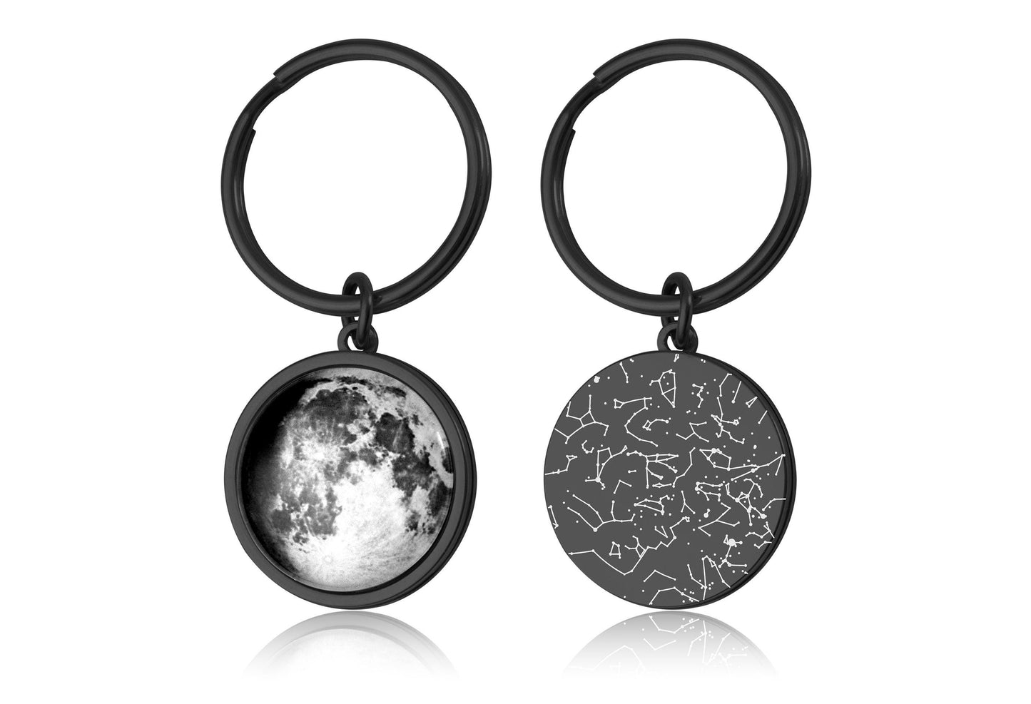 Star Map And Moon Phase By Date Keychain, Double Sided Keyring, Custom Birth Moon Phase, Personalized Anniversary Birthday Gift For Men RP.1