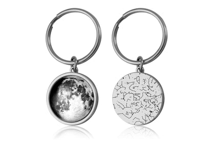 Star Map And Moon Phase By Date Keychain, Double Sided Keyring, Custom Birth Moon Phase, Personalized Anniversary Birthday Gift For Men RP.1