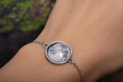 Custom Moon Phase Bracelet with Engraving on Back, Initial + Date or Unique Star Map, Personalized Birthday or Anniversary Gift for Her AP.1