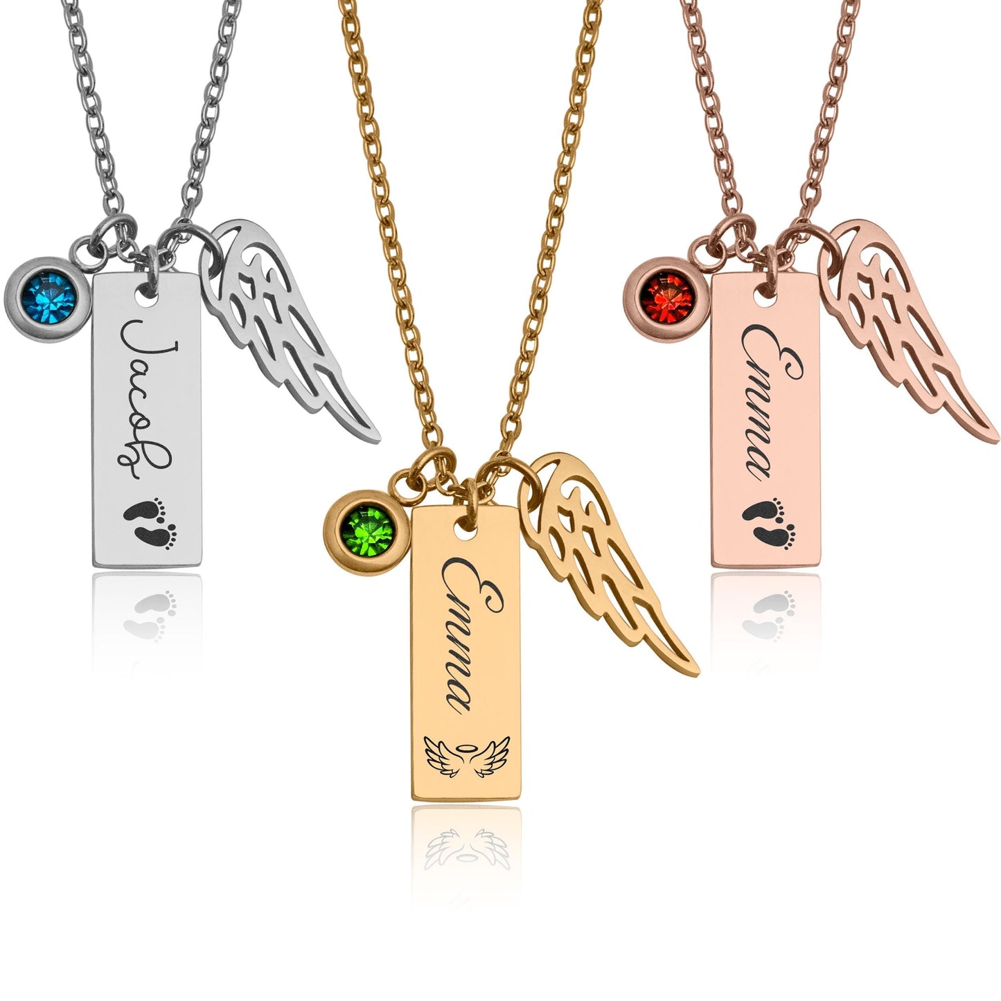 Sympathy Gift for Baby Loss - Memorial Necklace with Angel Wing & Birthstone - Miscarriage Gift - Loss of Baby or Child Loss Grief Gift KP.5
