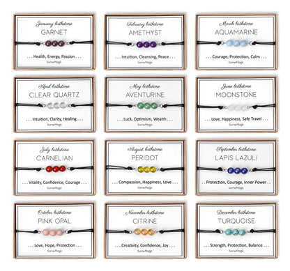 April Birthstone Bracelet - Adjustable Cord Bracelet with Clear Quartz, Natural Crystal Gift for Clarity, Intuition, and Healing Energy, BGM