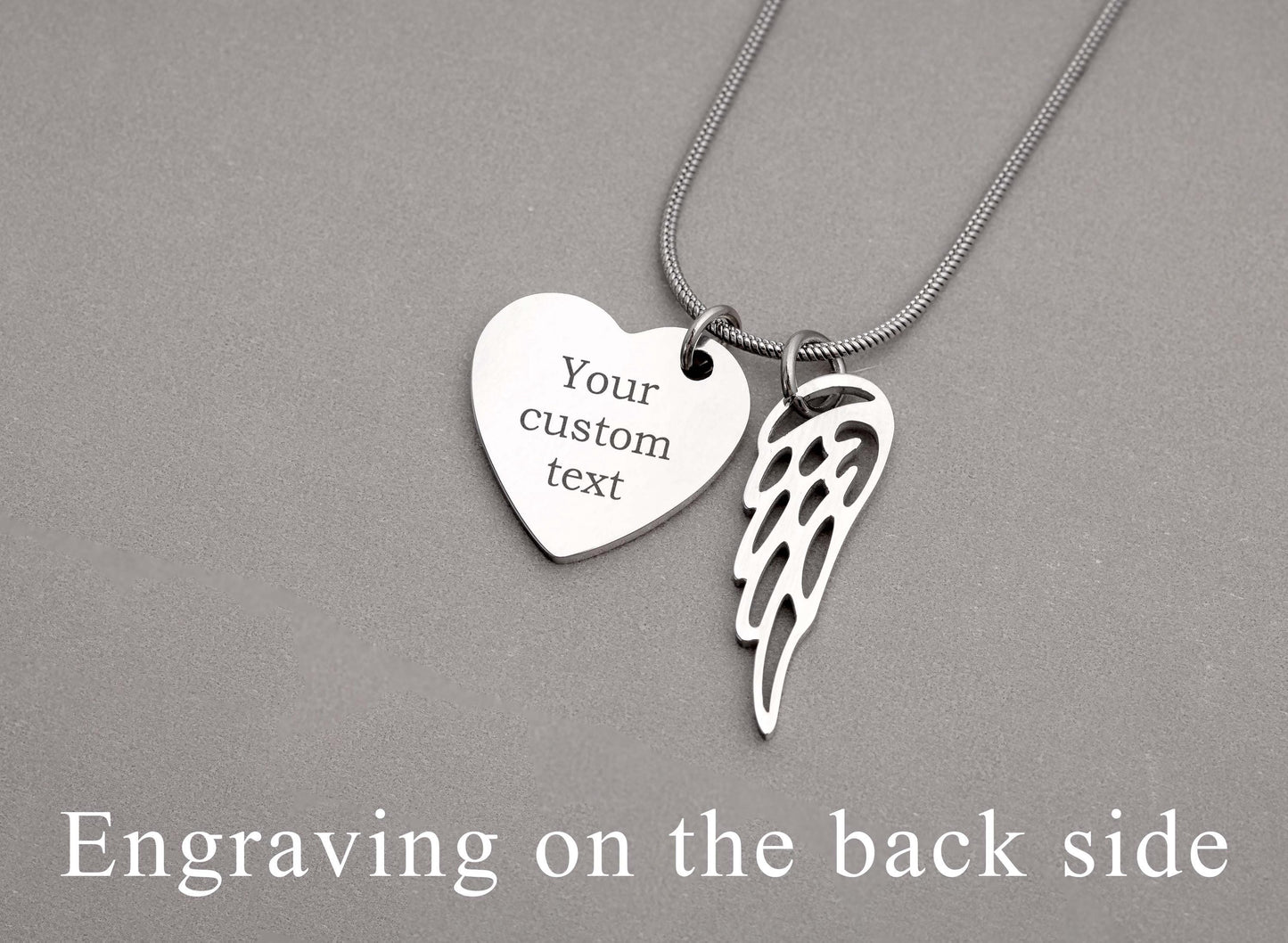 Grief Keepsake Gift for Loss of Loved One, Personalized Sympathy Necklace With Actual Fingerprint and Angel Wing, Memorial Heart Jewelry C.2