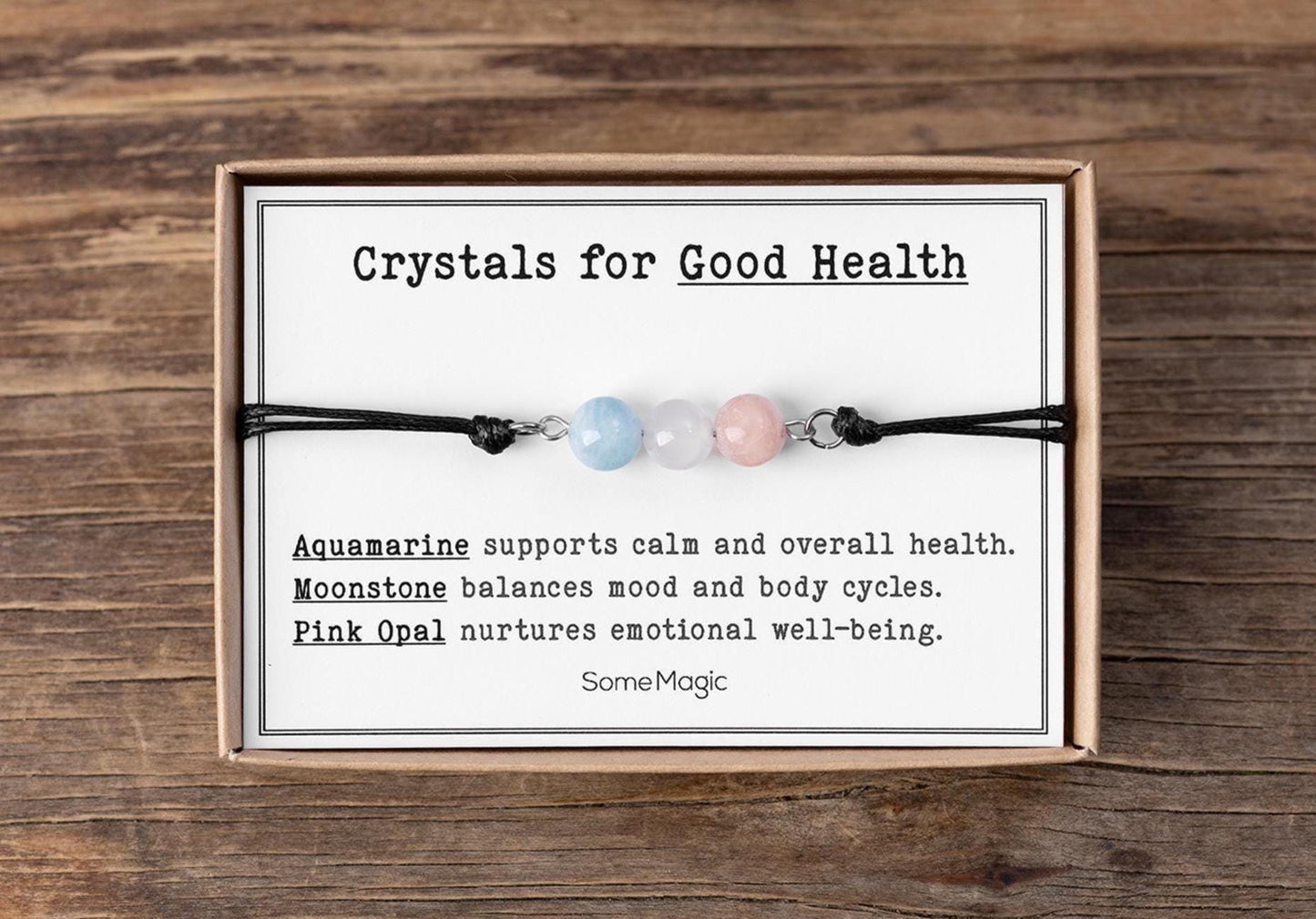 Wellness & Health Bracelet - Natural Crystal Adjustable Cord Bracelet for Vitality, Strength, Holistic Support, Recovery, Get Well Gift CGM