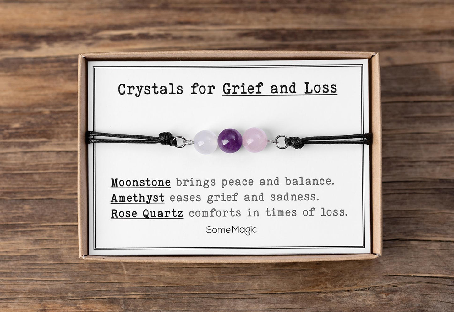 Grief and Loss Bracelet - Adjustable Cord Jewelry with Natural Gemstones, Sympathy Gift for Loss of Loved One, Memorial Remembrance Gift CGM