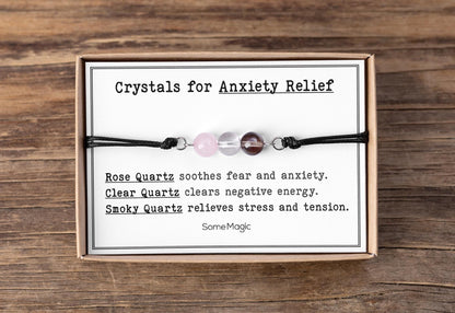 Anxiety Relief Bracelet - Adjustable Cord Jewelry with Natural Gemstones, Calming & Stress Relief Gift, Mindfulness or Support Bracelet CGM