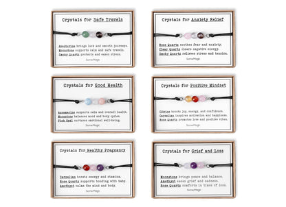 Adjustable Gemstone Bracelet - Safe Travels, Good Sleep, Healthy Pregnancy, Grief & Loss, Anxiety Relief, Positive Mindset, Good Health CGM