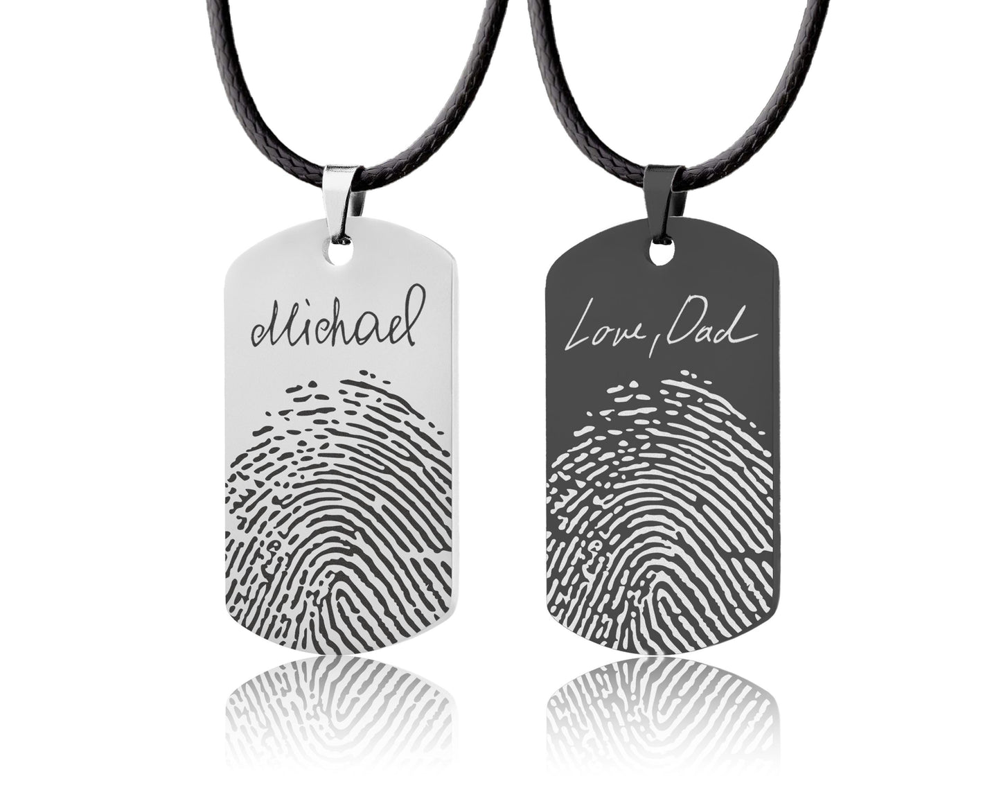 Actual Fingerprint Necklace For Him, Memorial Gift For Men, Loss Of Father, Son, Grief Gift, Custom Engraved Personalized Keepsake, C.2
