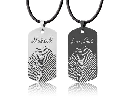 Actual Fingerprint Necklace For Him, Memorial Gift For Men, Loss Of Father, Son, Grief Gift, Custom Engraved Personalized Keepsake, C.2