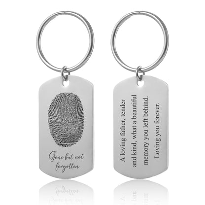 Memorial Fingerprint Keychain With Handwriting, Loss Of Father Dad Son Keepsake, Custom Sympathy Grief Gift, Personalized Keyring, C.2