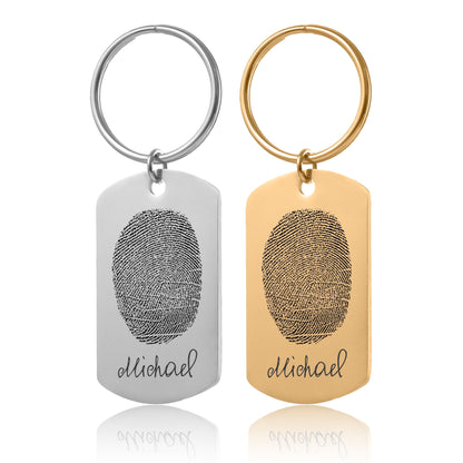 Memorial Fingerprint Keychain With Handwriting, Loss Of Father Dad Son Keepsake, Custom Sympathy Grief Gift, Personalized Keyring, C.2