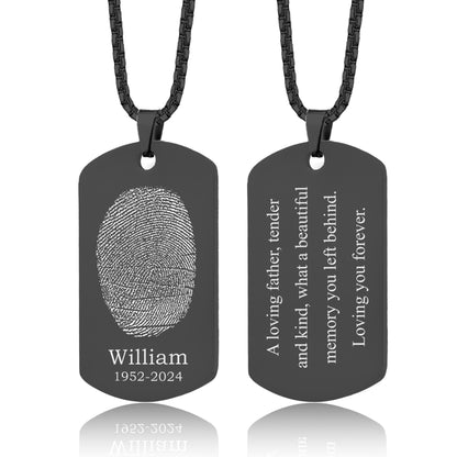 Memorial Necklace with Fingerprint and Handwriting, Personalized Keepsake for Men, Loss of Dad, Son, Pendant for Him, Custom Grief Gift, C.2