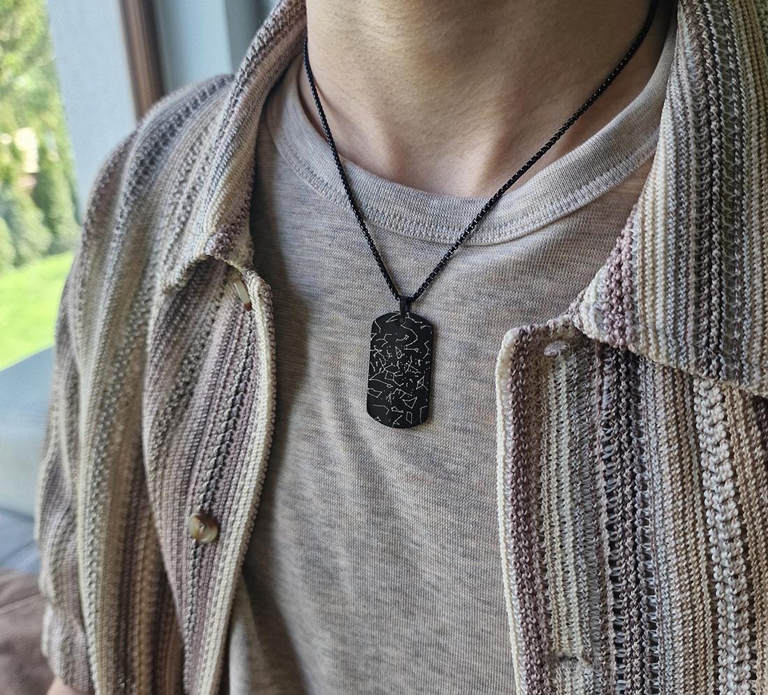 Actual Fingerprint and Handwriting Necklace, Army Pendant With Cord For Him, Custom Memorial Grief Gift For Men, Personalized Keepsake, C.2
