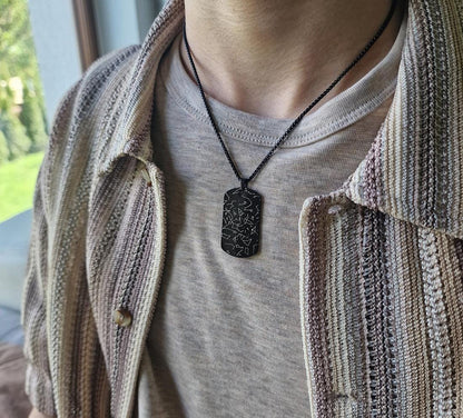 Actual Fingerprint and Handwriting Necklace, Army Pendant With Cord For Him, Custom Memorial Grief Gift For Men, Personalized Keepsake, C.2