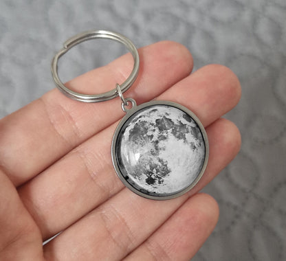 Custom Birth Moon Phase By Date Keychain With Calendar On The Back Side, Personalized Anniversary Gift For Her, Birthday Gift For Women, C.1