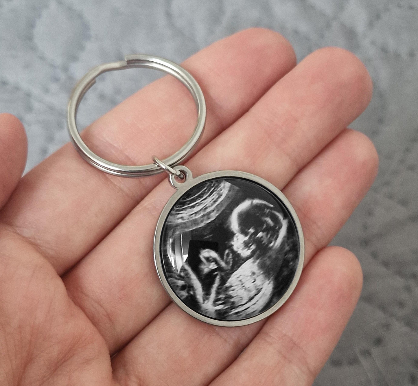 Personalized Your Baby Scan Keychain, Pregnancy Ultrasound Keyring, Sonogram Picture Photo Expecting Father New Dad Daddy To Be Gift, C.1