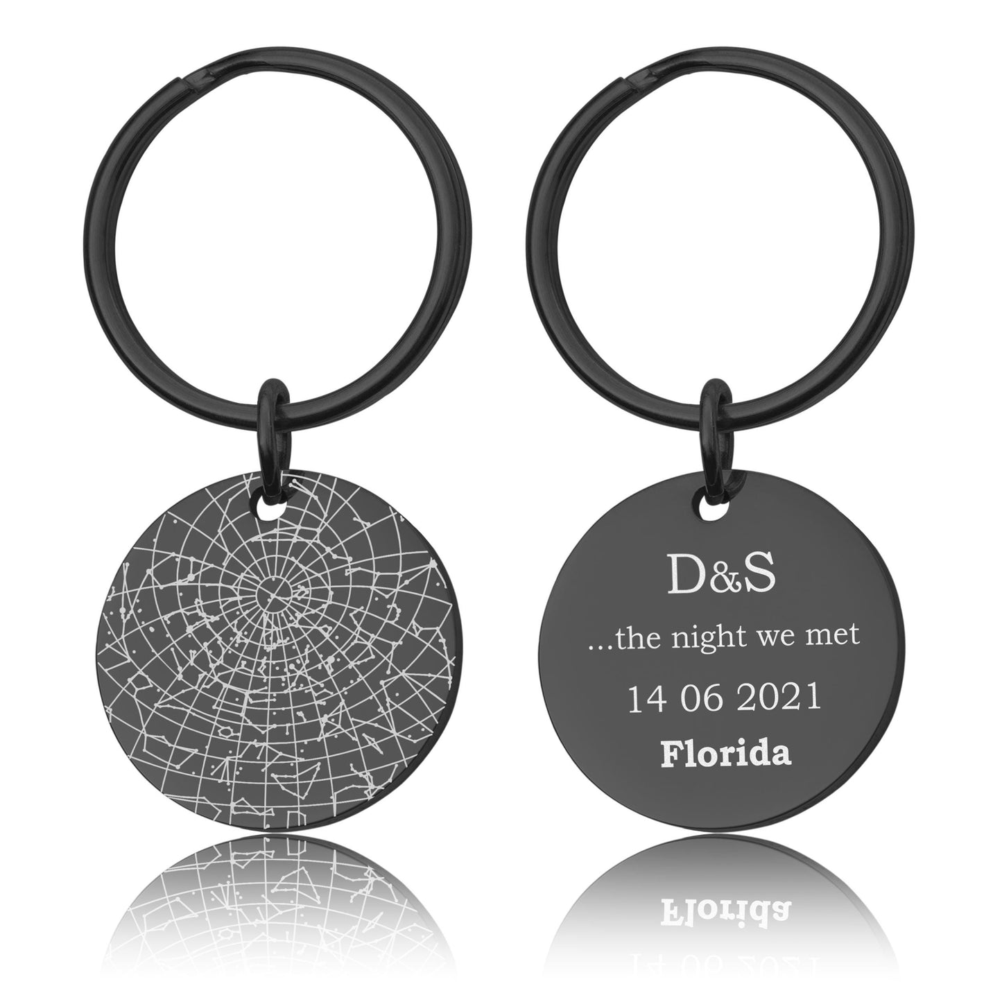Unique Star Map By Date Keychain, Custom Engraved Night Sky Keyring, Personalized Star Chart Anniversary Birthday Gift For Him Men, RP.2