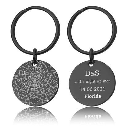 Unique Star Map By Date Keychain, Custom Engraved Night Sky Keyring, Personalized Star Chart Anniversary Birthday Gift For Him Men, RP.2