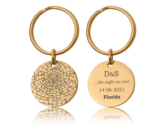 Star Map Keychain, Custom Engraved Night Sky By Date Keyring, Personalized Star Chart Anniversary Birthday Gift For Him, Boyfriend, RP.2