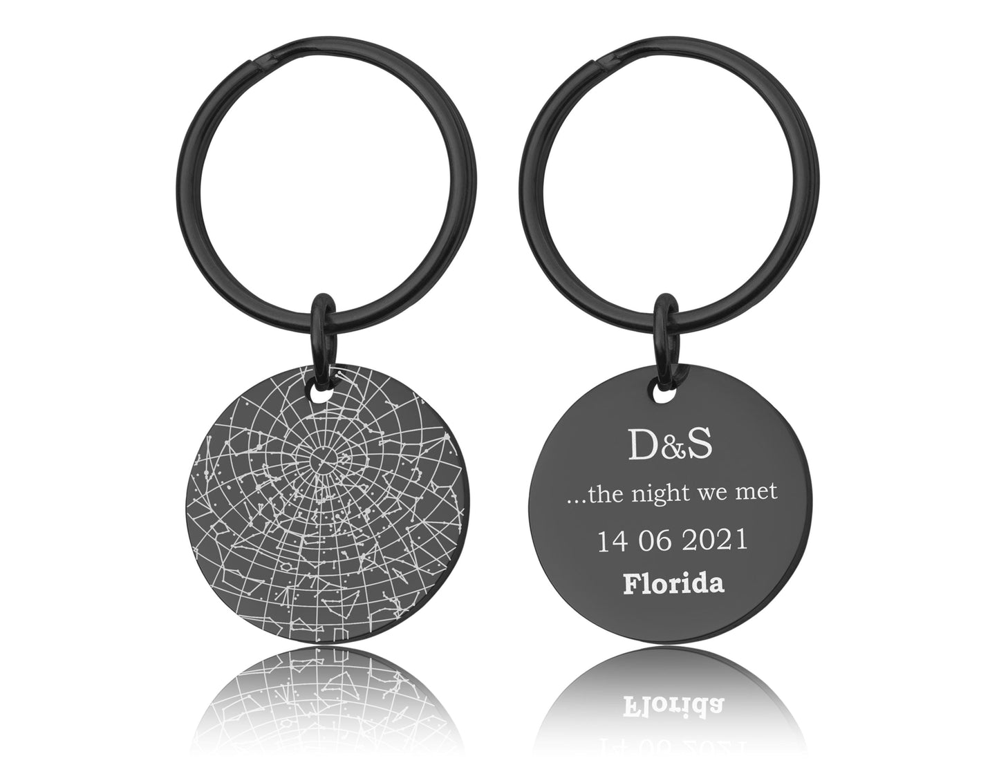Personalized Star Map By Date Keyring, Custom Engraved Night Sky Keychain, Star Chart Anniversary Birthday Gift For Him, Men, Boyfriend RP.2